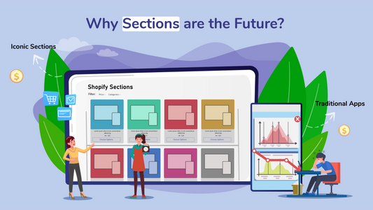 this image for comparison between traditional app vs iconic sections shopify app