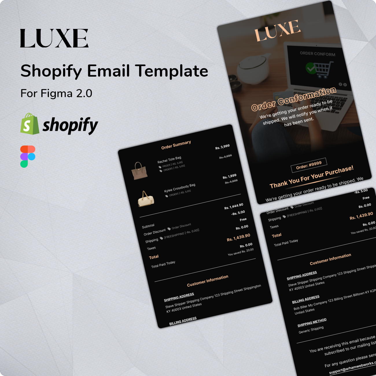 Lux – Design von Shopify-Benachrichtigungs-E-Mails – Figma