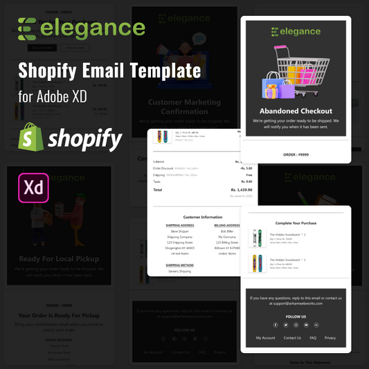 Eleganz – Design von Shopify-Benachrichtigungen und Transaktions-E-Mails – Adobe XD