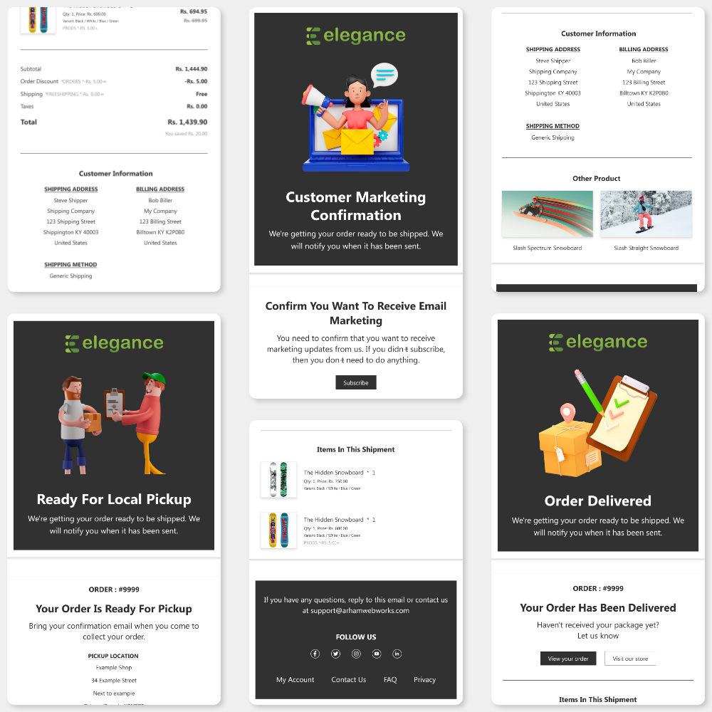 Eleganz – Design von Shopify-Benachrichtigungen und Transaktions-E-Mails – Adobe XD