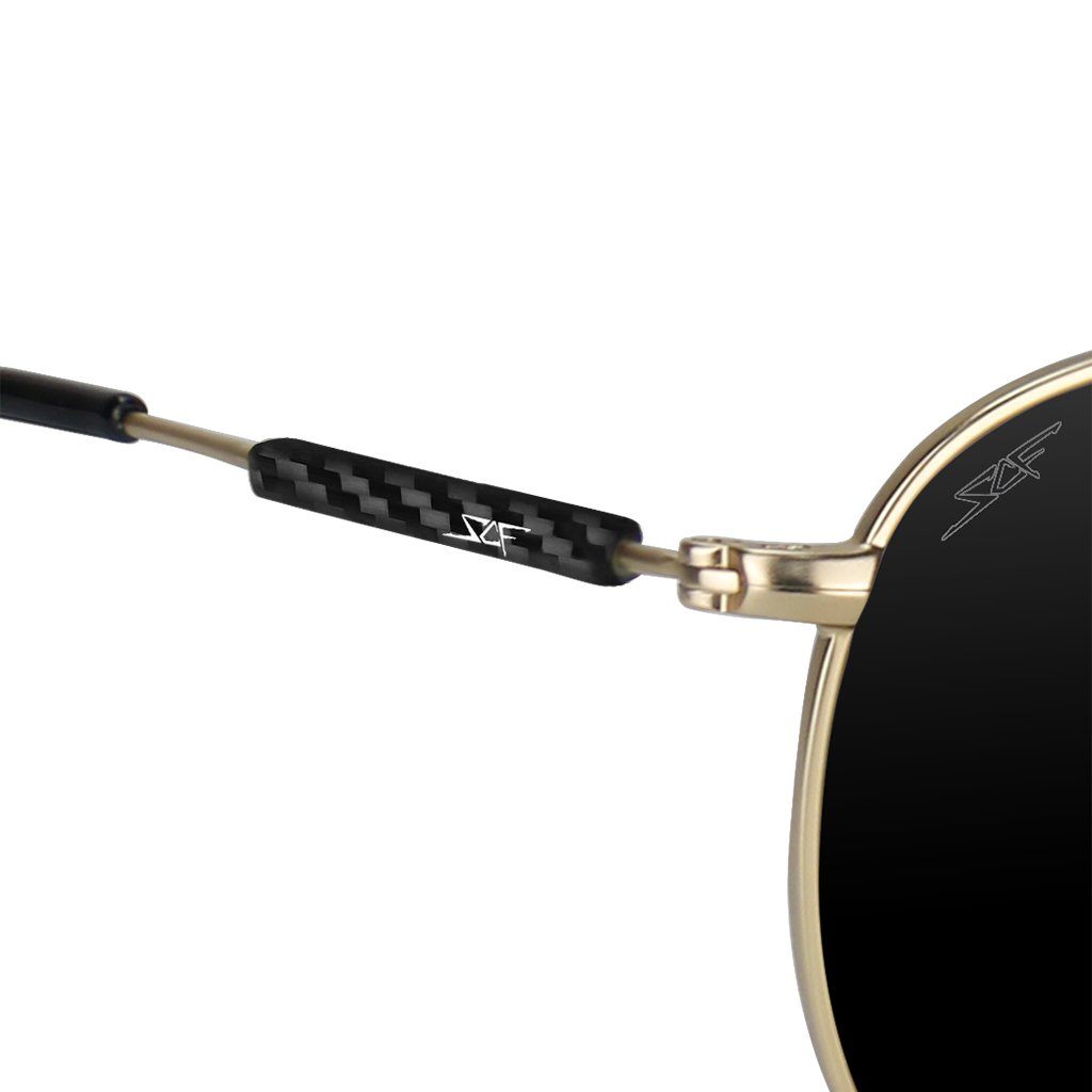 Real Carbon Fiber Sunglasses (Polarized Lens | Carbon Fiber Temples | Gold)