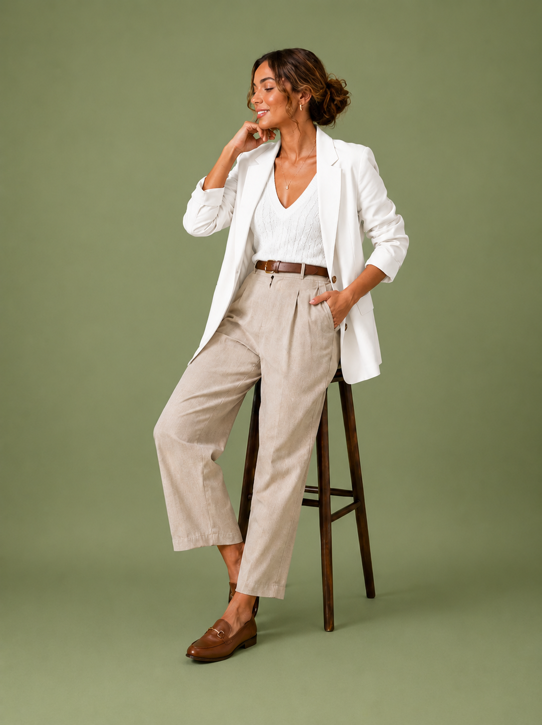 Elara Beige Blazer Ensemble