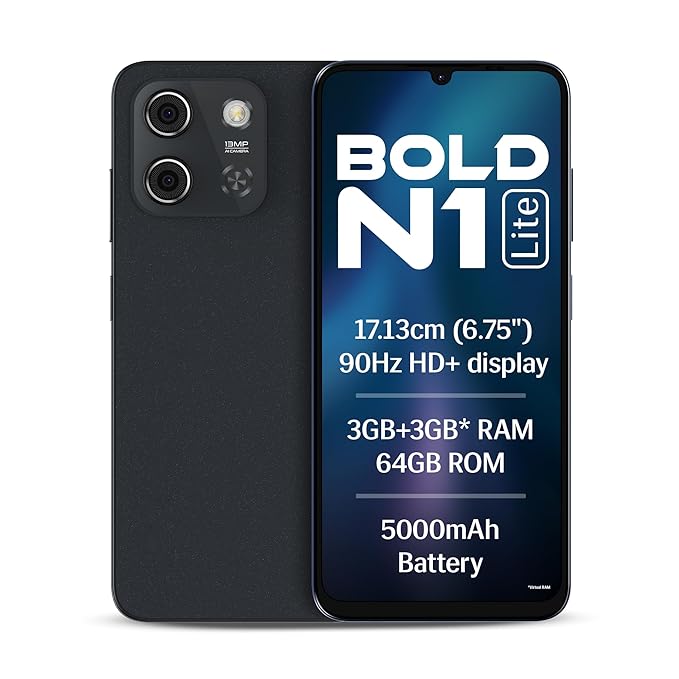 Smartphone displaying 'BOLD N1 Lite' specifications on a white background