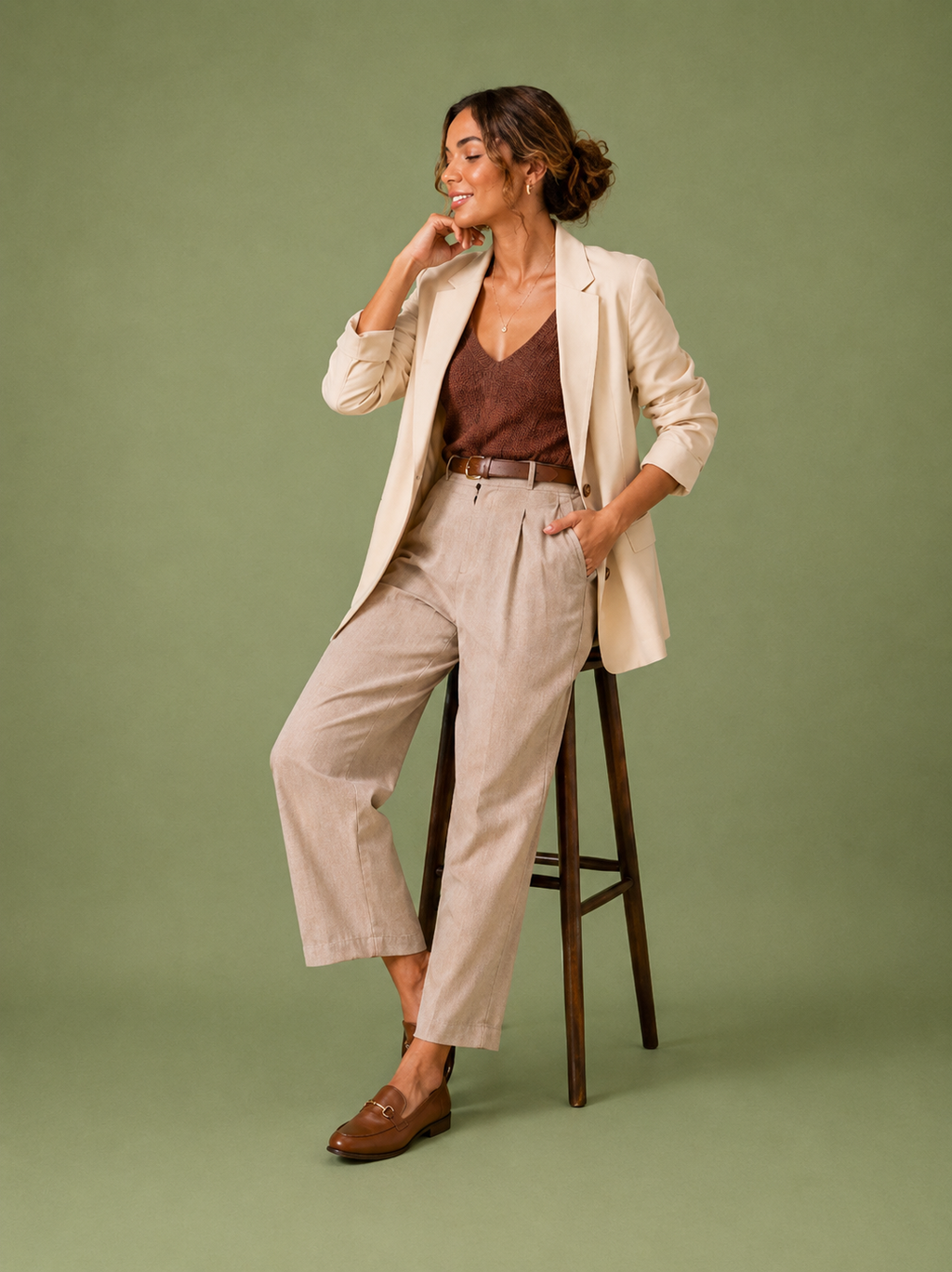 Elara Beige Blazer Ensemble