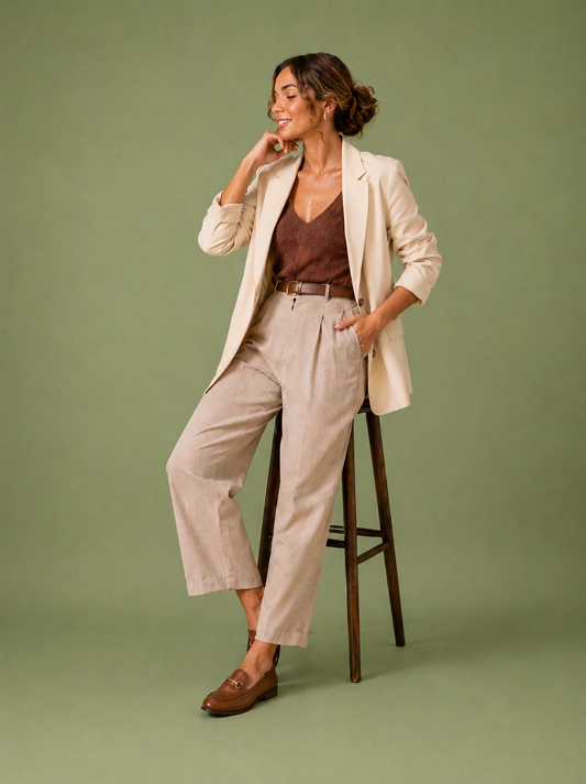 Elara Beige Blazer Ensemble