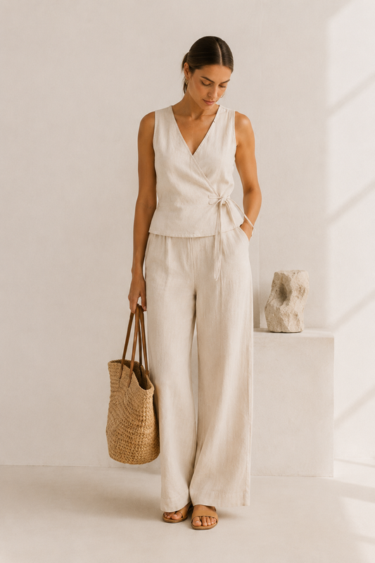 Elara Wrap Linen Set