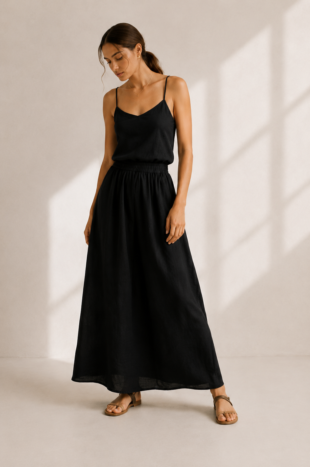 Noir Flow Maxi Dress