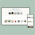 Responsive product catalog showcasing furniture and travel accessories on desktop and mobile screens.