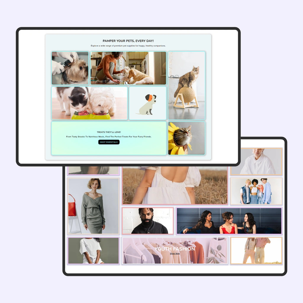 Collage of images on a computer screen with a focus on lifestyle and fashion.