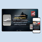 Promotional display for Nike Air Max Series with smartphone showing the same design.