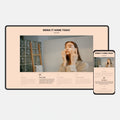 Digital product display with a woman applying cream, featuring 'Bring It Home Today' text on a beige background.