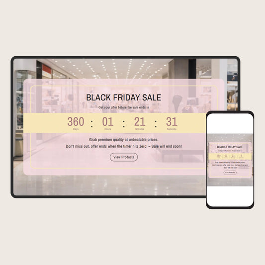 Digital display and smartphone showing a Black Friday sale timer.