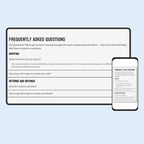 Frequently Asked Questions section displayed on a computer screen and smartphone.