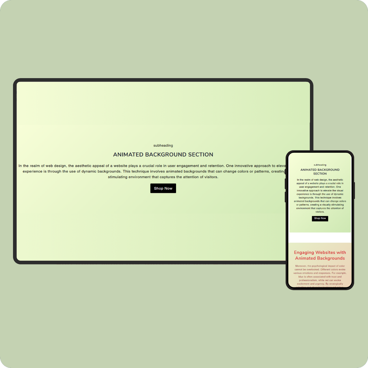 Richtext with animated background
