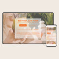 Digital display and smartphone showing a 'Sip Fresh, Live Fresh' juice brand website.