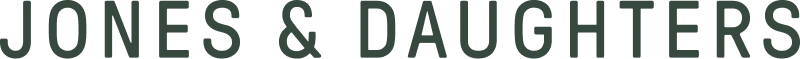 Text 'JONES & DAUGHTERS' in a bold, black font on a white background