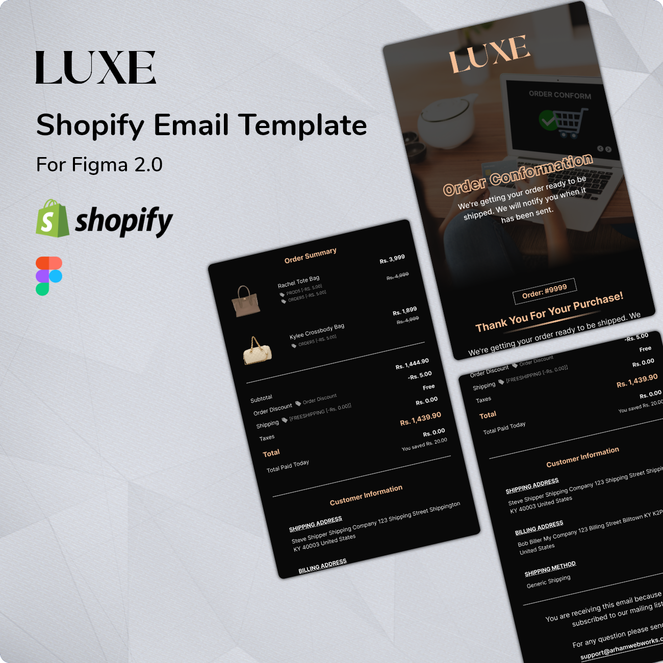 Lux - Shopify Notification Emails Design - Figma