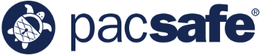 Pacsafe logo featuring a turtle icon and brand name.