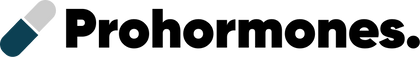 Logo of Prohormones with a black pill icon on a transperant background