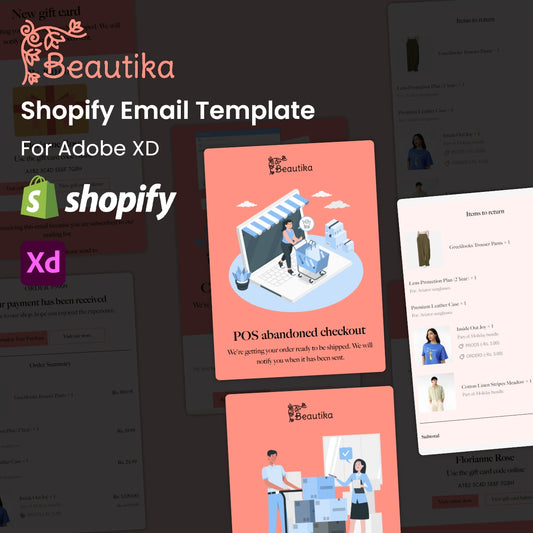 Beautika - Shopify Notification and Transactional Emails Design - Adobe XD