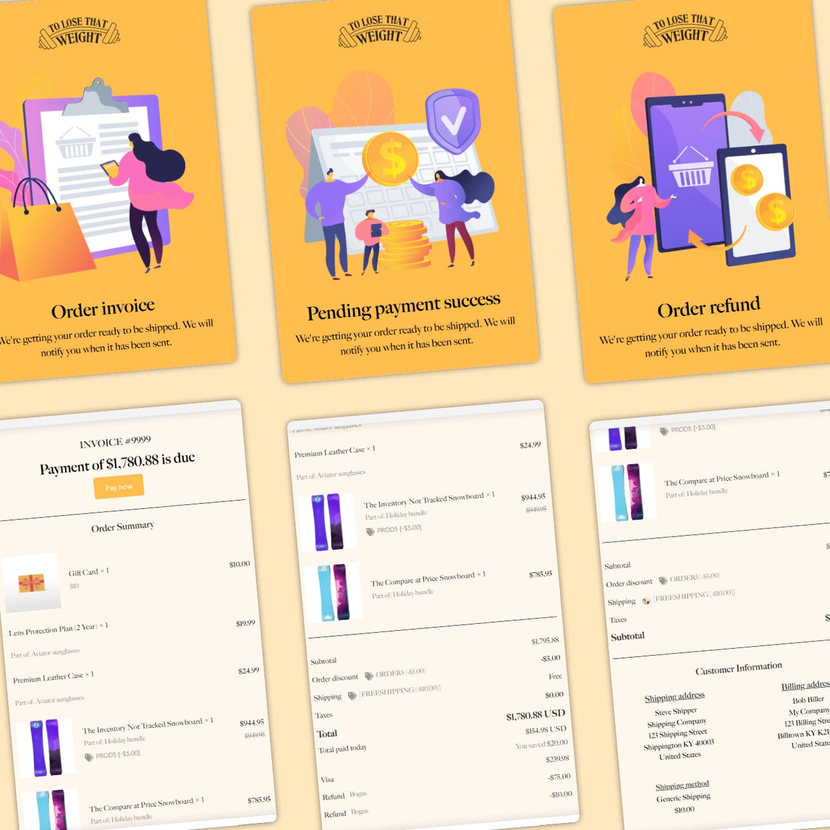 Collection of digital interface screens with user interactions on a beige background