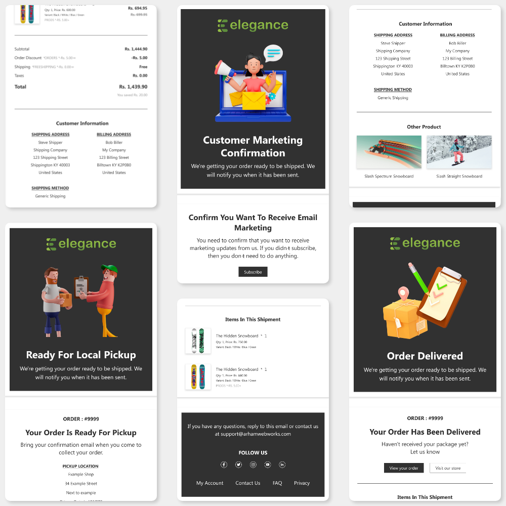 Elegance - Shopify Notification Emails Design - Figma