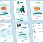 Collection of digital order invoices and receipts on a light blue background