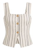 Santorini Stripe Linen Set - Top