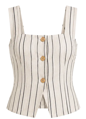 Santorini Stripe Linen Set - Top