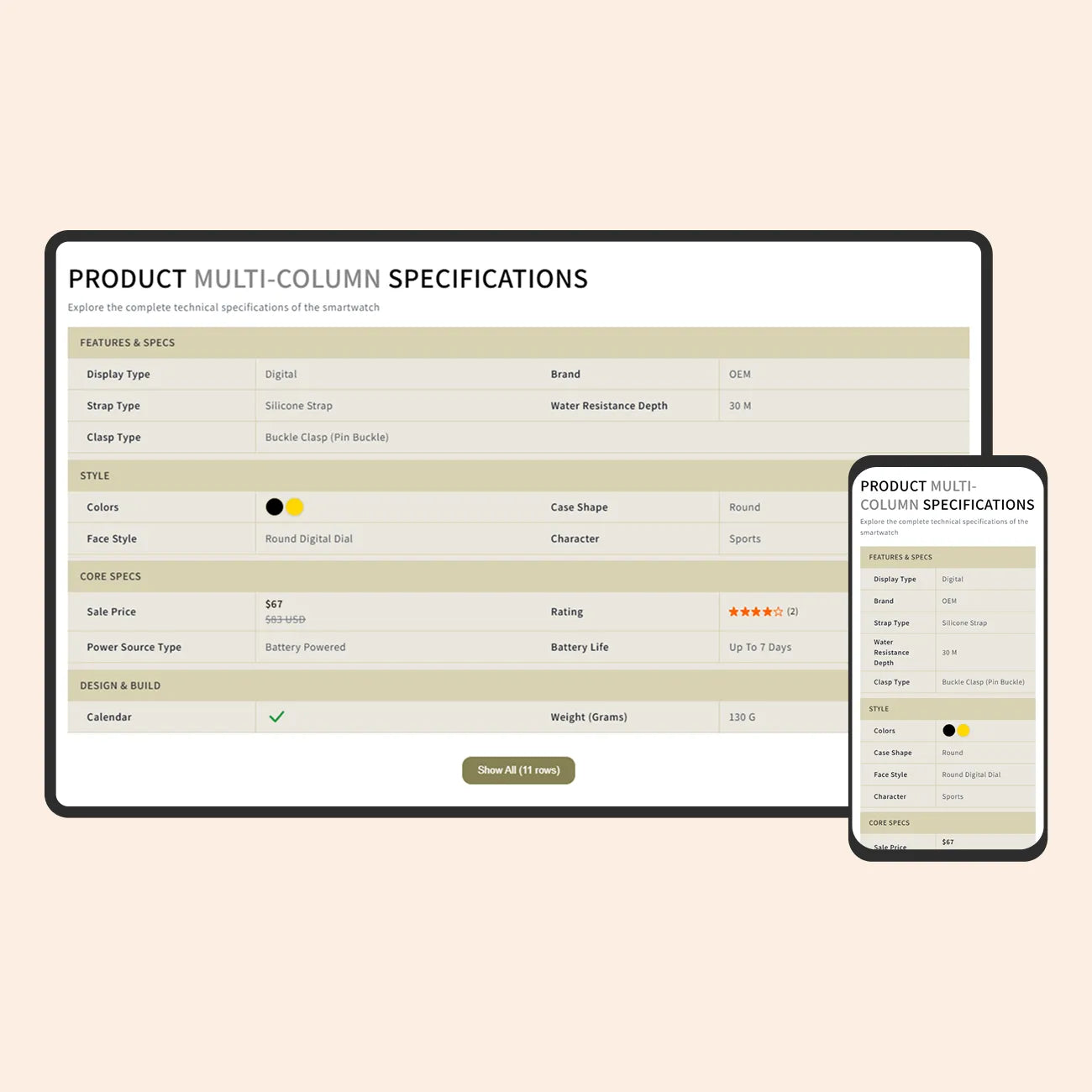 Product specifications