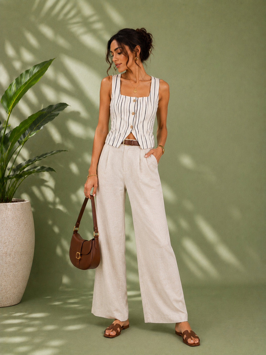 Santorini Stripe Linen Set