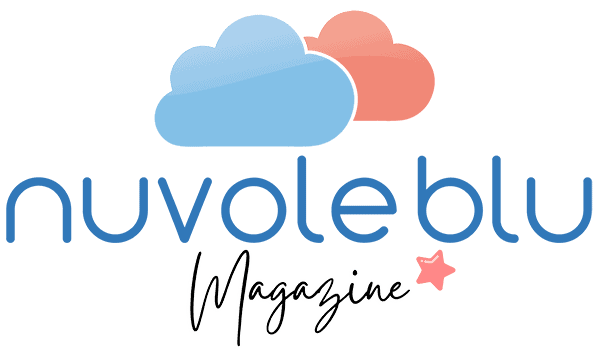 Logo of Nuvole Blu Magazine with blue and red clouds on a white background