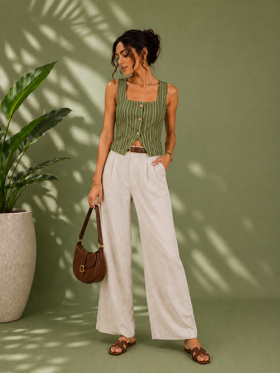 Santorini Stripe Linen Set