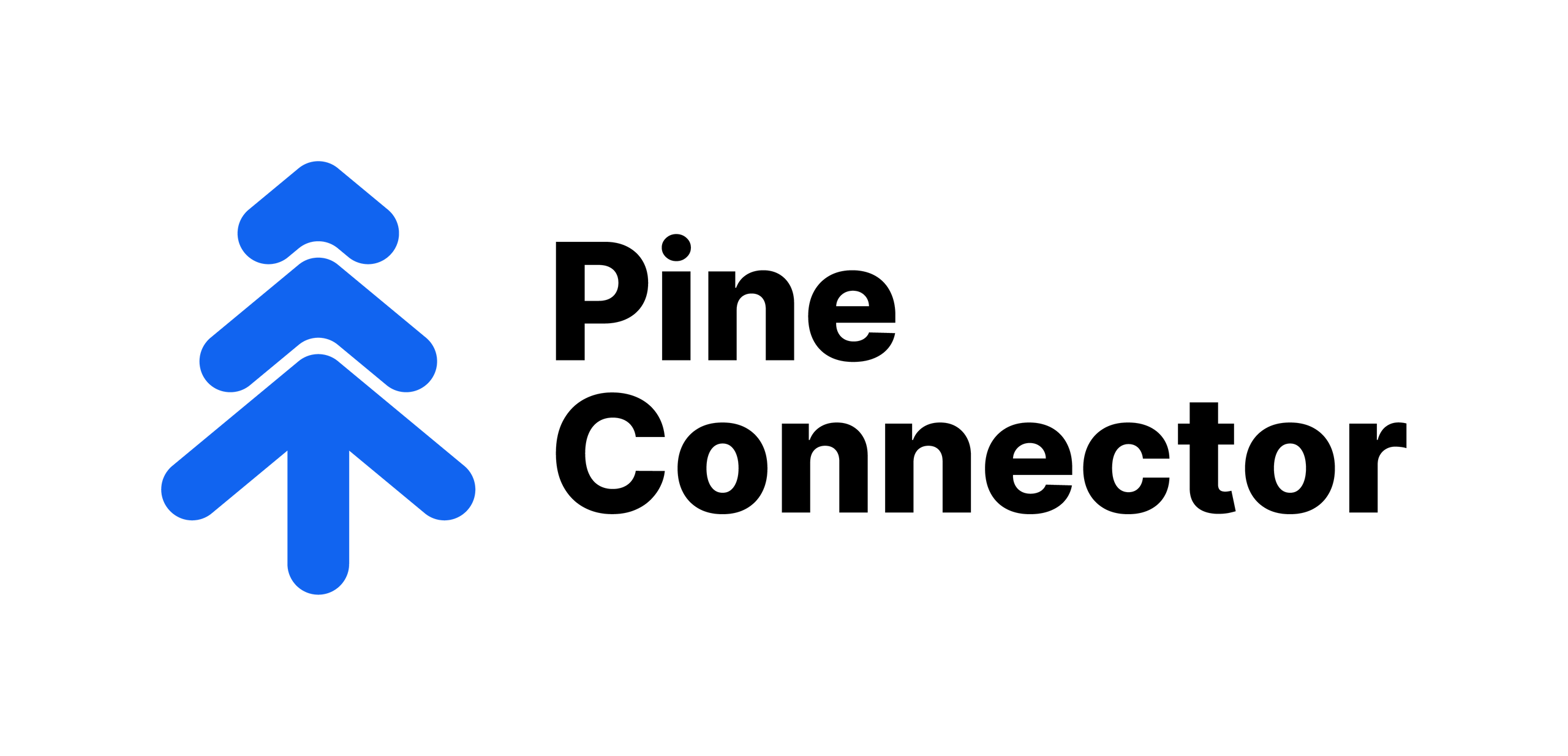 Logo of Pine Connector with blue abstract design on a white background