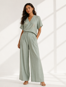 Mint Aura Wrap Linen Co-ord