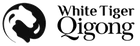 White Tiger Qigong logo with a stylized tiger head on a black background