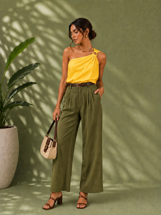 Olivia Olive Wide-Leg Look
